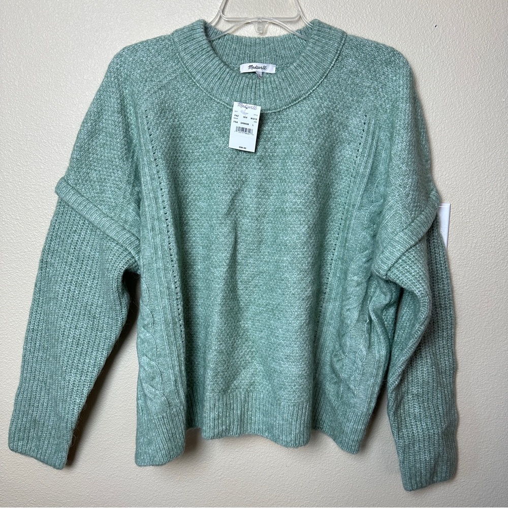 Madewell Kiawah Cable Crew Sweater | Frosted Sage Size L